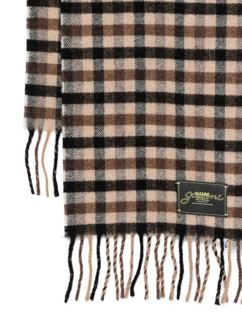 GANNI checked wool scarf - Brown - zdjęcie produktu nr 2