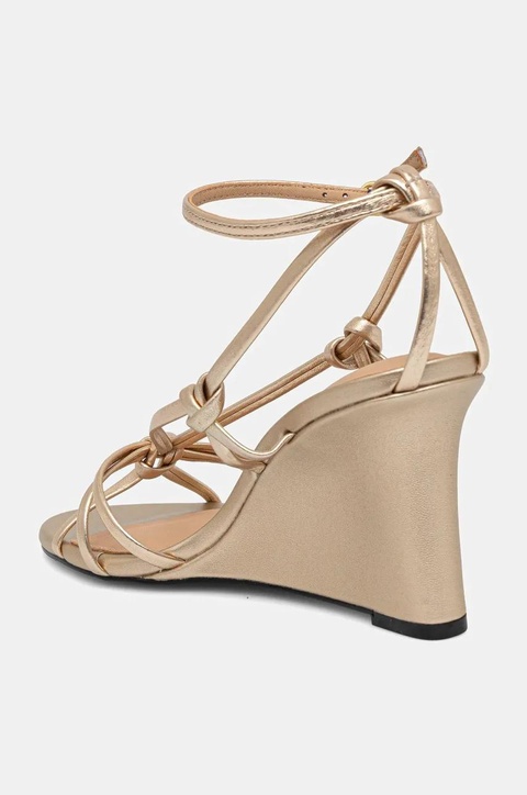 Tommy Hilfiger sandały skórzane METAL LEATHER KNOTS WEDGE SANDAL kolor złoty FW0FW08801 - zdjęcie produktu nr 2