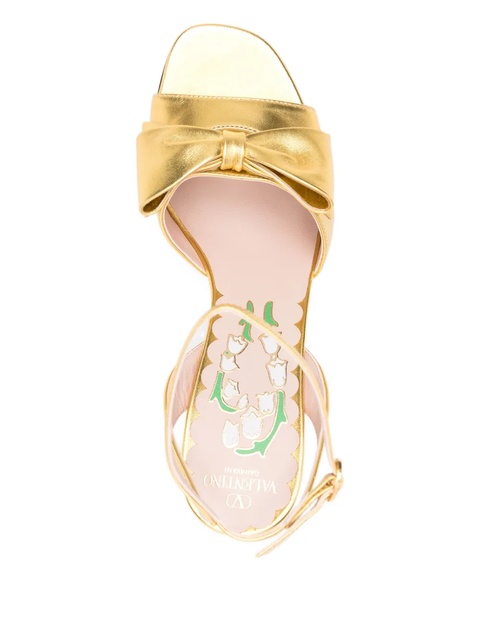 Valentino Garavani 100mm bow-embellished ankle-strap sandals - Gold - zdjęcie produktu nr 2