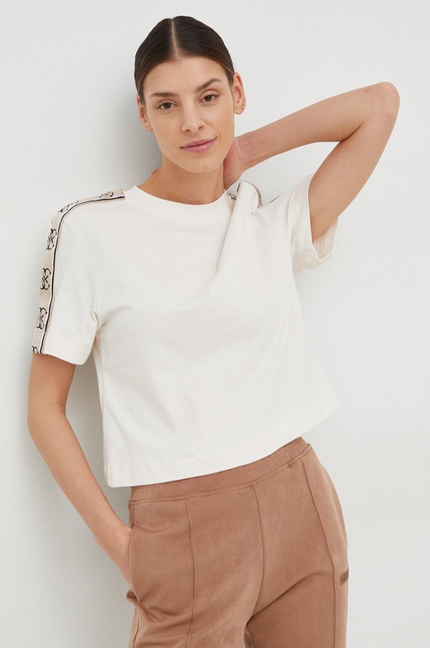 Guess t-shirt bawełniany BRITNEY kolor beżowy V3RI08 I3Z14 - zdjęcie produktu nr 1
