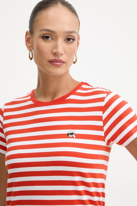 Karl Lagerfeld t-shirt bawełniany IKON damski kolor pomarańczowy B1W17037 - zdjęcie produktu nr 1