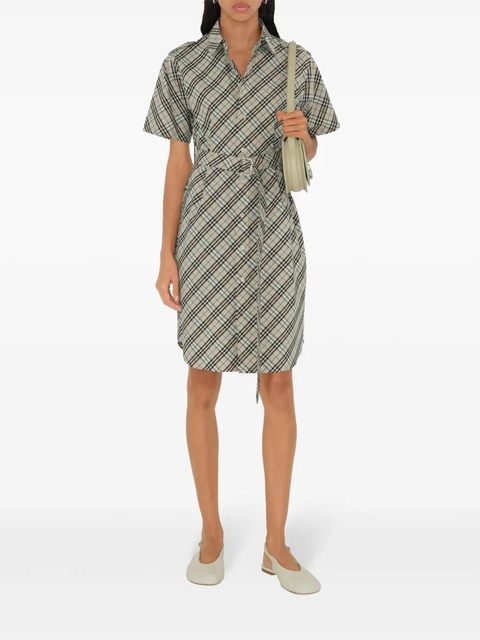 Burberry check cotton shirt mini dress - Neutrals - zdjęcie produktu nr 2