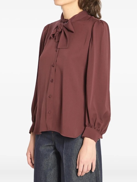 Max Mara puff-sleeve bow blouse - Brown - zdjęcie produktu nr 1