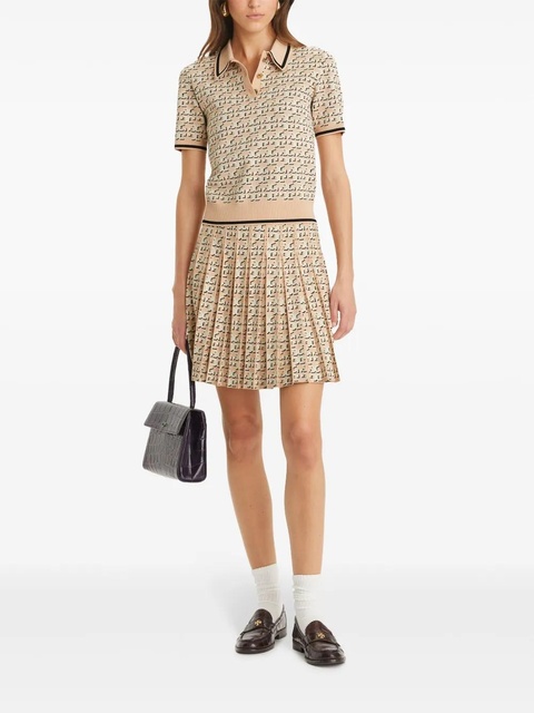 Tory Burch monogram jacquard polo top - Neutrals - zdjęcie produktu nr 2