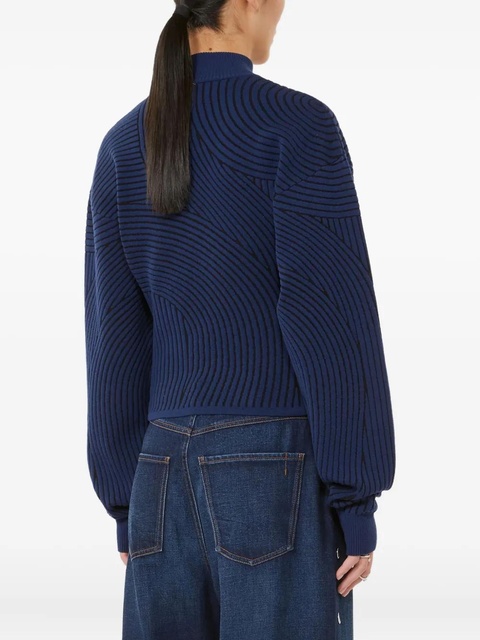 Max Mara Febo wave-pattern high-neck sweater - Blue - zdjęcie produktu nr 2