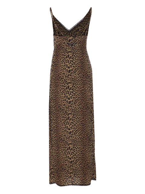 Zadig&Voltaire lace-trimmed leopard-print midi dress - Brown - zdjęcie produktu nr 2