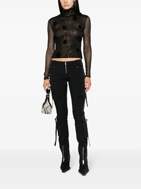 Blumarine floral-appliqué long-sleeve mesh top - Black - zdjęcie produktu nr 2