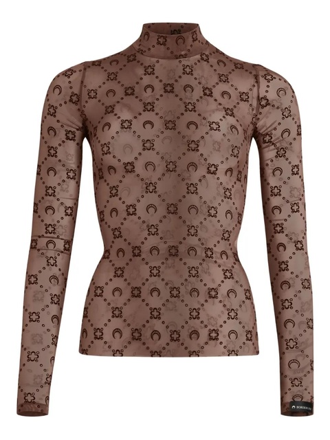 Marine Serre patterned long-sleeve top - Brown - zdjęcie produktu nr 1