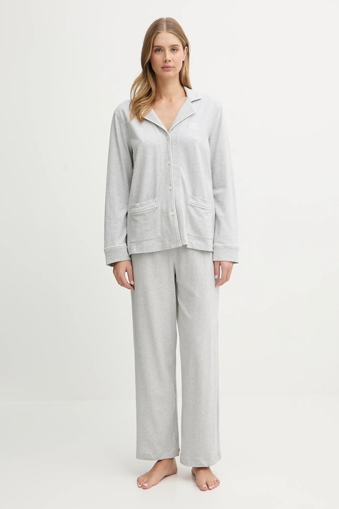 Lauren Ralph Lauren piżama bawełniana damska kolor szary bawełniana ILN92453 - zdjęcie produktu nr 1
