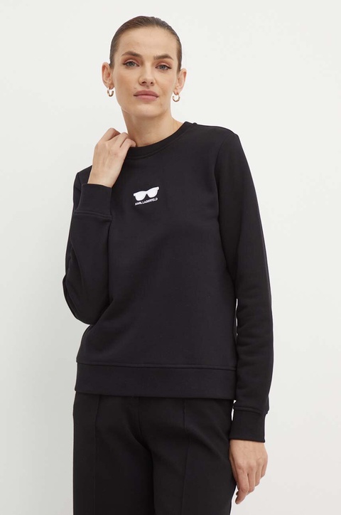 Karl Lagerfeld bluza bawełniana damska kolor czarny z aplikacją 245W1813 - zdjęcie produktu nr 1