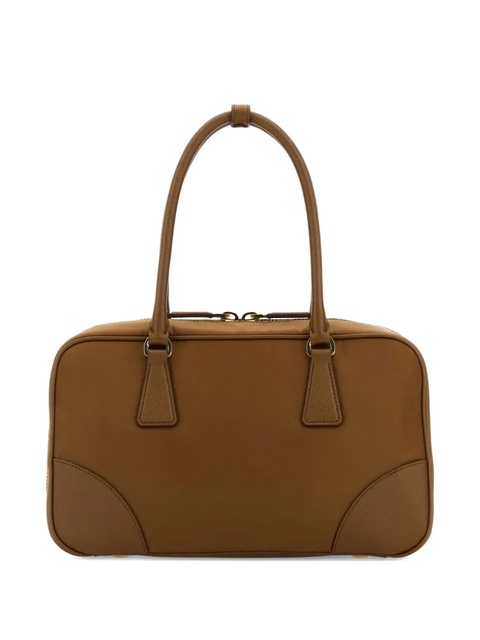 Prada leather-trimmed canvas shoulder bag - Brown - zdjęcie produktu nr 2