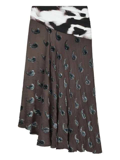 Tory Burch paisley-pattern asymmetric midi skirt - Brown - zdjęcie produktu nr 1