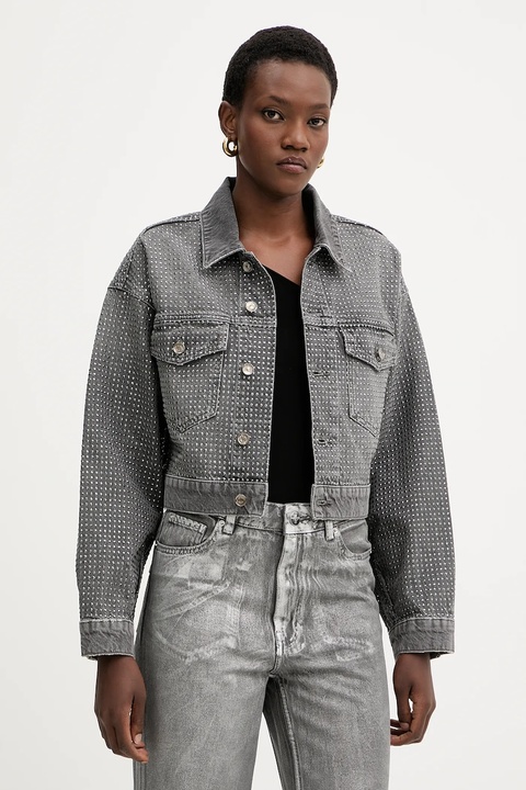 Liu Jo kurtka jeansowa kolor szary przejściowa oversize UF5088.D5020 - zdjęcie produktu nr 1