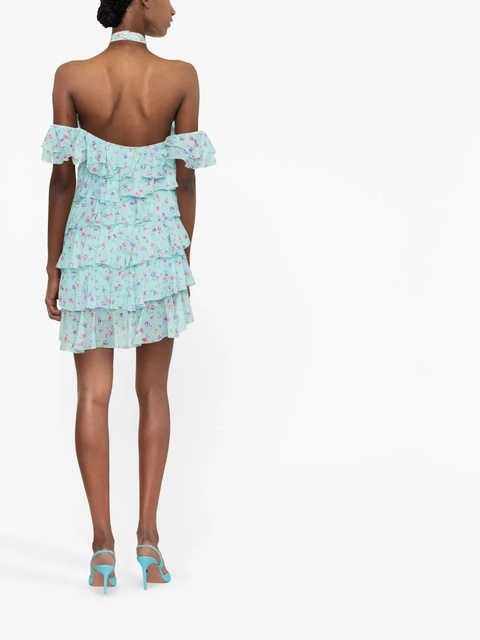 Alessandra Rich floral-print ruffled dress - Blue - zdjęcie produktu nr 2