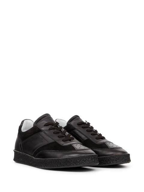 MM6 Maison Margiela stitch-logo leather sneakers - Black - zdjęcie produktu nr 1