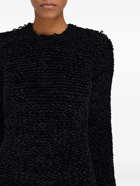 Ferragamo astrakhan-effect long-sleeve mini dress - Black - zdjęcie produktu nr 2