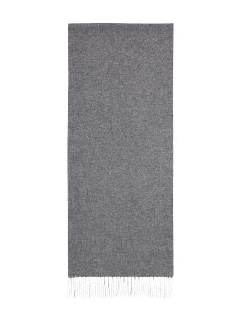 Lauren Ralph Lauren logo-embroidered fringed scarf - Grey - zdjęcie produktu nr 1