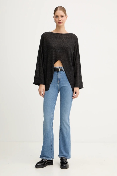 United Colors of Benetton sweter z wełną damski kolor szary lekki 109PD10E1 - zdjęcie produktu nr 2