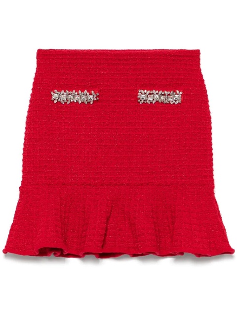 Self-Portrait grid-knit mini skirt - Red - zdjęcie produktu nr 1