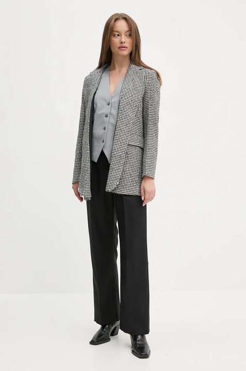 Sandro Ferrone marynarka z domieszką wełny kolor szary niezapinana wzorzysta SFS18YBEALBERO - zdjęcie produktu nr 2