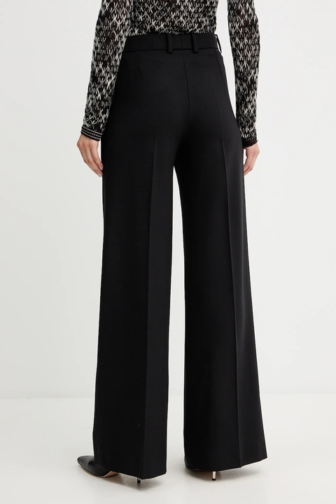 Luisa Spagnoli spodnie wełniane damskie kolor czarny szerokie high waist 542476 - zdjęcie produktu nr 2