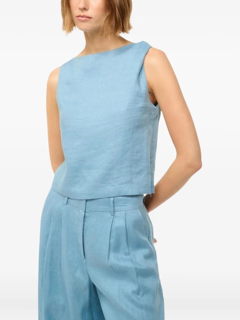 STAUD Boa boat-neck linen tank top - Blue - zdjęcie produktu nr 2
