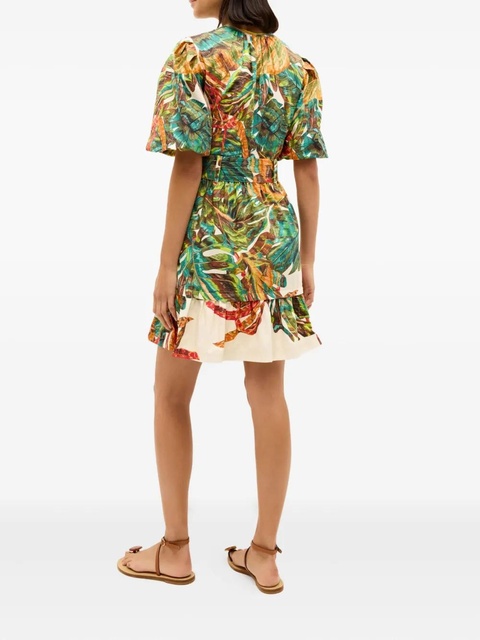 Marie Oliver Gwyneth leaf-printed mini dress - Green - zdjęcie produktu nr 2