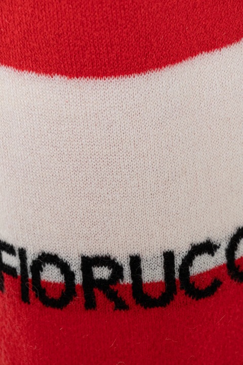 Fiorucci szalik wełniany Logo Alpaca damski kolor czerwony wzorzysty W02FPASC470KN11RD02 - zdjęcie produktu nr 2