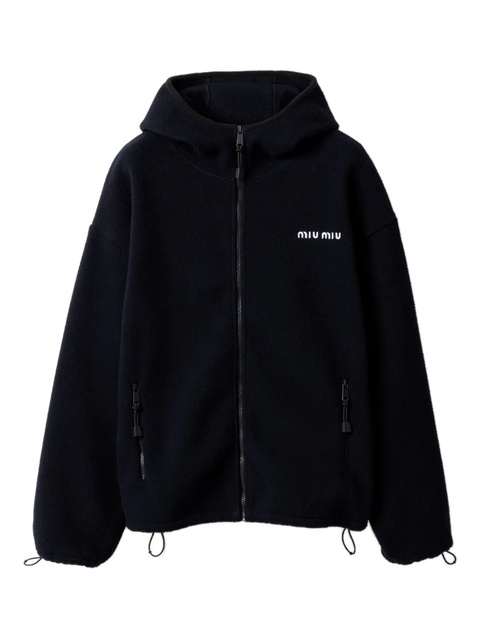 Miu Miu cotton fleece zip-front hoodie - Blue - zdjęcie produktu nr 1