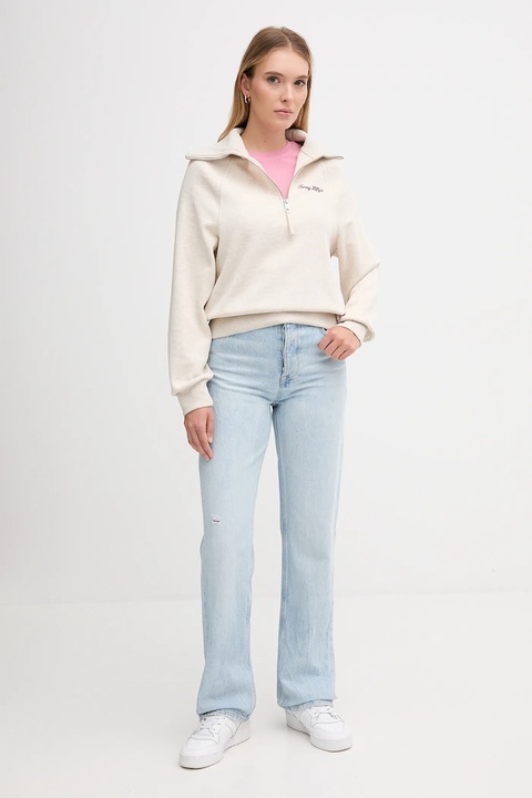 Tommy Hilfiger bluza damska kolor beżowy gładka WW0WW46632 - zdjęcie produktu nr 2
