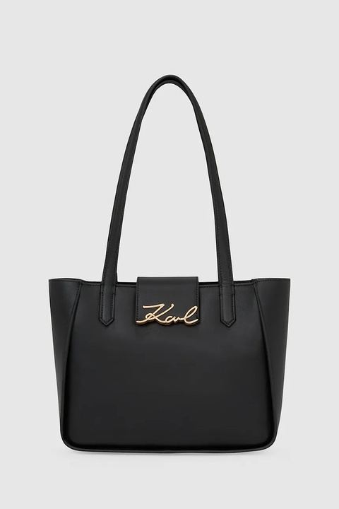 Karl Lagerfeld torebka skórzana kolor czarny A4W30066 - zdjęcie produktu nr 1