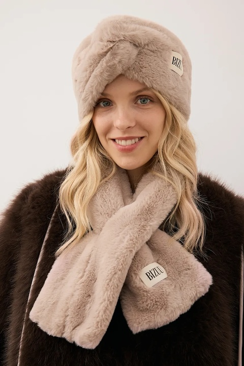 Bizuu szalik FLUFFY damski kolor beżowy gładki FLUFFY BEŻOWY AW - zdjęcie produktu nr 1
