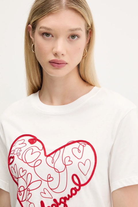 Desigual t-shirt bawełniany ROMA damski kolor biały 25WWTK50 - zdjęcie produktu nr 2