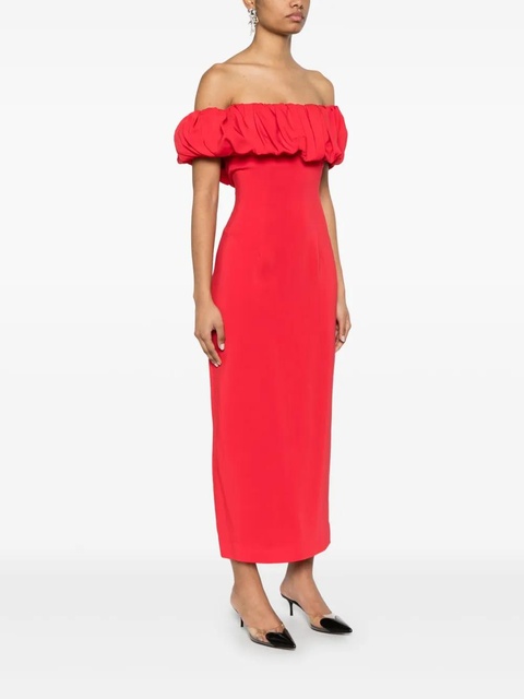 Rowen Rose Bardot-neckline midi dress - Red - zdjęcie produktu nr 2