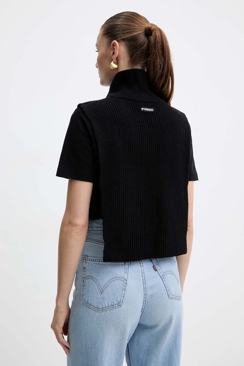 Pinko komin z dodatkiem wełny damski kolor czarny gładki 105994 A2Z4 - zdjęcie produktu nr 2