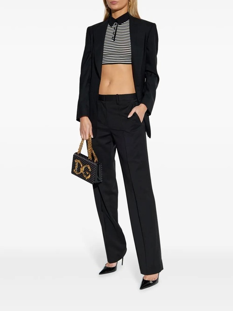 Dolce & Gabbana striped cropped polo shirt - Black - zdjęcie produktu nr 2