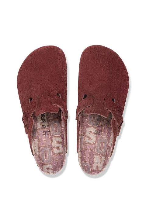 Birkenstock klapki zamszowe Boston Varsity damskie kolor czerwony 1030730 - zdjęcie produktu nr 2