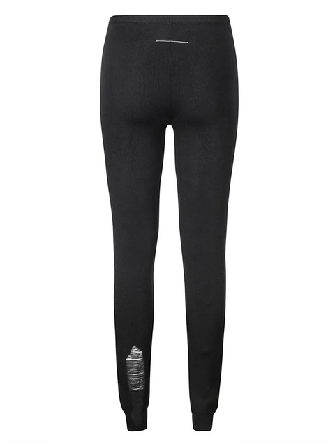 MM6 Maison Margiela ripped detailing leggings - Black - zdjęcie produktu nr 1
