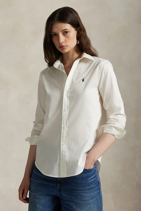 Polo Ralph Lauren koszula bawełniana damska kolor beżowy regular z kołnierzykiem klasycznym 211A92177 - zdjęcie produktu nr 1
