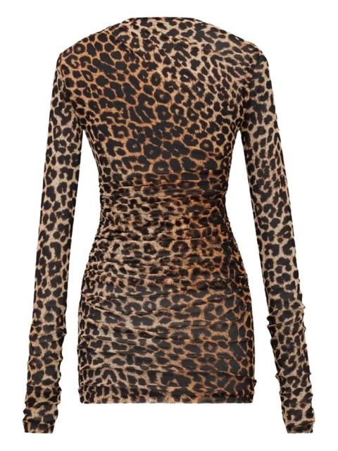Saint Laurent leopard-print crewneck mini dress - Brown - zdjęcie produktu nr 2