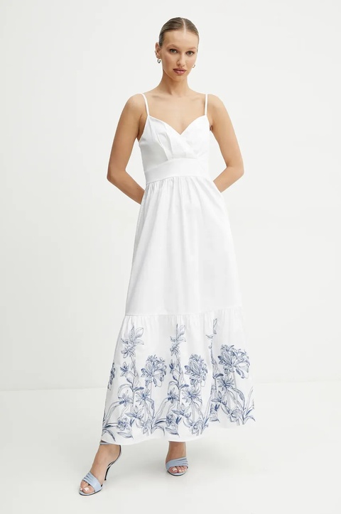Guess sukienka kolor biały maxi rozkloszowana W5GT26 WH580 - zdjęcie produktu nr 1