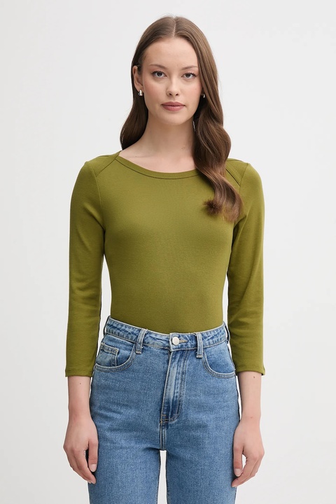 United Colors of Benetton longsleeve bawełniany kolor zielony 3GA2E16A1 - zdjęcie produktu nr 1