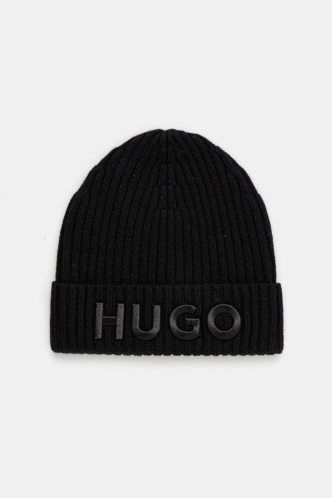 HUGO czapka wełniana kolor czarny 50524129 - zdjęcie produktu nr 1