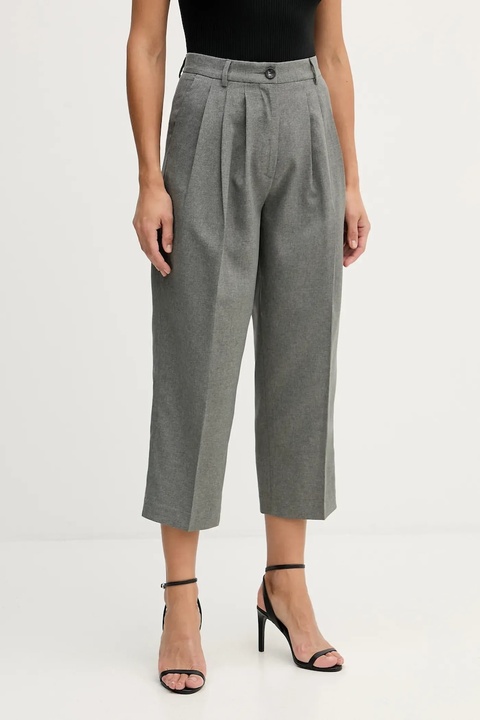 Sisley spodnie damskie kolor szary fason cygaretki high waist 4V99LF07S - zdjęcie produktu nr 1