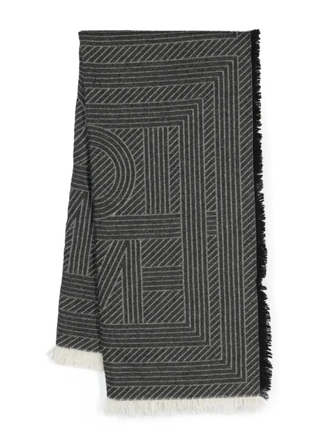 TOTEME monogram-jacquard striped fringed scarf - Black - zdjęcie produktu nr 1