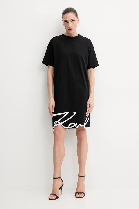 Karl Lagerfeld sukienka bawełniana kolor czarny mini oversize A1W13001 - zdjęcie produktu nr 1
