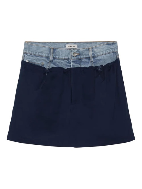 Simkhai Hampton denim-panelled mini skirt - Blue - zdjęcie produktu nr 1