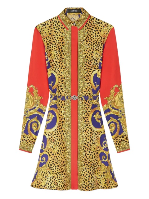 Versace baroque-print silk shirt dress - Yellow - zdjęcie produktu nr 1