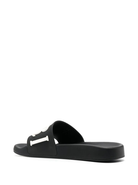 AMIRI logo-embossed faux-leather slides - Black - zdjęcie produktu nr 1