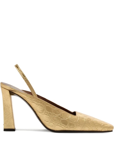 Giuseppe Zanotti 90mm Brendha crocodile-print square-toe - Gold - zdjęcie produktu nr 1